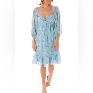 NWT Taylor Printed Smocked-Back Sheath Mini Dress Size 8